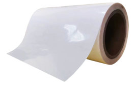 80mic clear PE/water adhesive/60g white glassine