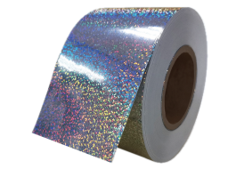 50mic polka dot holographic PVC/water adhesive/80g white glassine